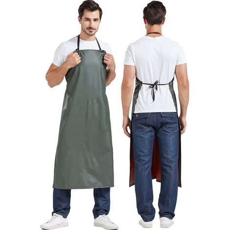 Tablier de Travail Mince PVC Poids léger Imperméable Tablier d'Abattoir Unisexe Tablier d'Usine Résistant à l'Huile l'Eau (1/5)
