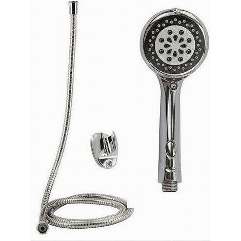 Trade Shop - Kit De Ducha De Mano Redondo Docco Ducha Cabezal Con Encaje 1.8mt Baño Soporte 69300 - (1/2)