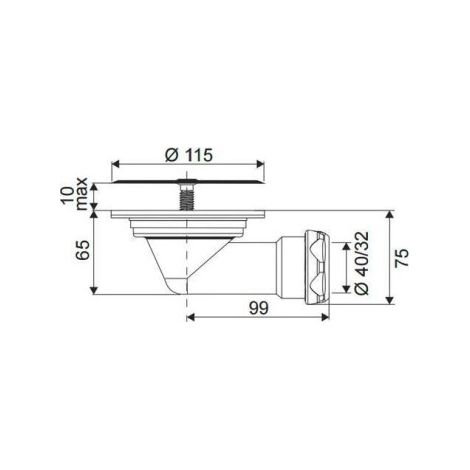 Válvula plato ducha s/horizontal + reductora + rejilla inox, IDROSPANIA. (1/4)