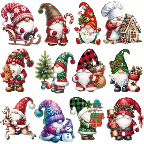 Décorations de Noël en forme de gnome, gnome en bois, lutin à suspendre, adorable poupée gnome, décoration pour sapin de Noël pour les fêtes de fin d'année. (1/5)