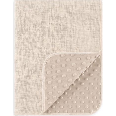 Baby and Child Blanket Soft Cotton Minky Blanket for Baby Bed 75 x 100 cm Multifunctional Bilateral for Prams Plaid Baby Blankets Beige (1/5)