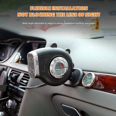 Ventilateur Voiture - 12 V 24 V - Rotatif 360 Degres - Double Vitesse - ABS - 150 W - Noir (1/4)