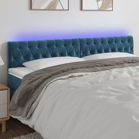 Bettkopfteil mit blauer LED 180x7x78/88 cm aus Samt (1/5)