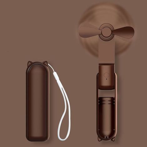 TRAHOO-Ventilateur de poche portable rechargeable par USB avec 3 vitesses, mini ventilateur de bureau personnel pliable à pil[J262] (1/4)