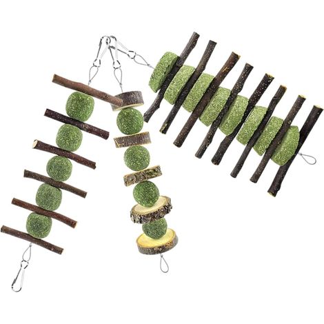 Set of 3 Wooden Chew Toys for Small Rodents, Comforting Chewing, Medium Size, for Hamsters, Guinea Pigs, Rabbits, Cage Use (1/5)