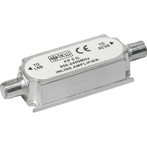 Transmedia FP5iL - Amplificador de antena TV (amplificación 20 dB, 950-2400 MHz), plateado (1/2)
