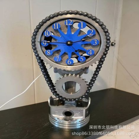 Reloj de engranajes giratorios explosivo y transfronterizo, decoración hecha de resina azul. (1/5)