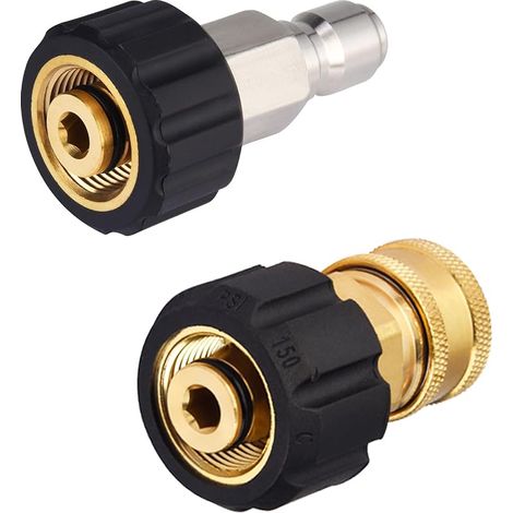 Kit d’Adaptateurs pour Tuyau de Nettoyeur Haute Pression, M22 vers Raccord Rapide 3/8", 350 bar (5000 PSI) (1/4)