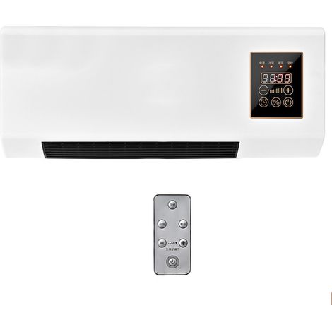 Chauffage Soufflant Mural Céramique PTC 2000W - Thermostat Réglable, Minuterie 6h, Télécommande, Écran Tactile - Pour Maison, Bureau, Chambre - ABS, PP, PTC - 2800 g - Avec Télécommande