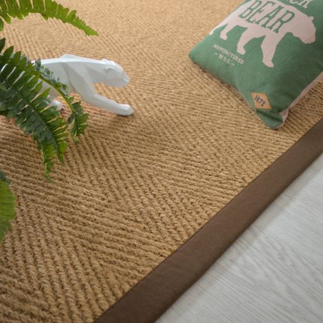 Tapis Coco - Paravan chevron - Ganse coton marron - 140 x 200 cm (1/5)