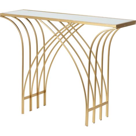 Konsole aus goldfarbenem Spiegelmetall 104 x 30 x 79 cm (1/5)