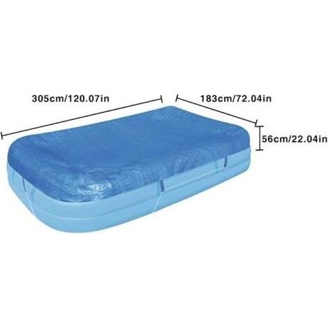 Bâche de protection pour piscine gonflable rectangulaire – Couverture étanche anti-poussière et anti-pluie, dimensions 305 x 183 cm (1/4)