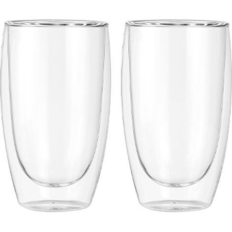 2 Pcs Verre Double Paroi 450ml Transparent Haute Température Borosilicate – Tasse Café Latte Cappuccino Thé (1/5)
