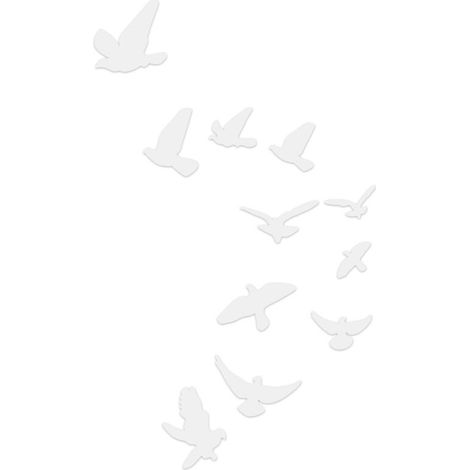 Autocollant mural miroir en forme d'oiseau, sparadrap muraux DIY pour décoration de salon et de chambre à coucher, argent (1/5)