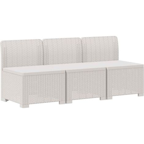 Canapé de Jardin 3 Places en Rattan Synthétique Blanc (1/5)