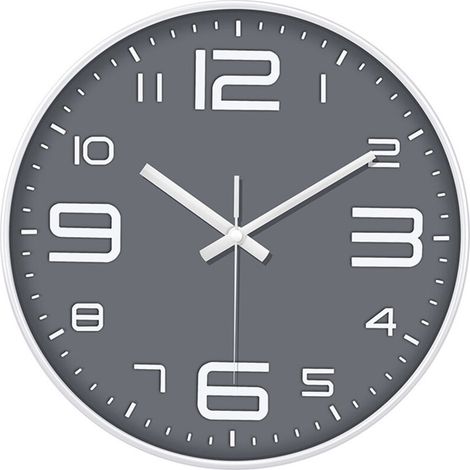Horloge murale 12 pouces, élégante, moderne, silencieuse, sans tic-tac, à quartz, fonctionne avec piles, design décoratif rond pour la maison/bureau/cuisine/chambre/salon, facile à lire
