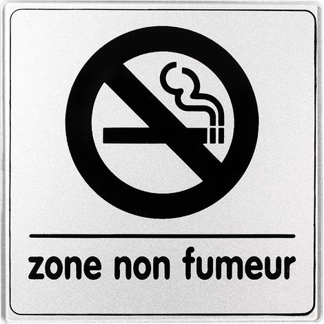 Plaque de porte Zone non fumeur - Classique argent 90x90mm - 4330310