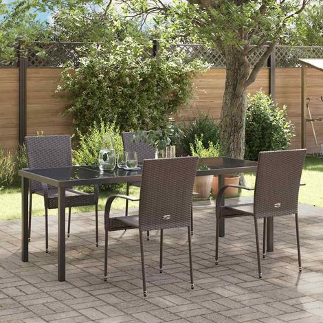 Garten Essgruppe 5 pcs Braun Pulverbeschichteter Stahl (1/5)