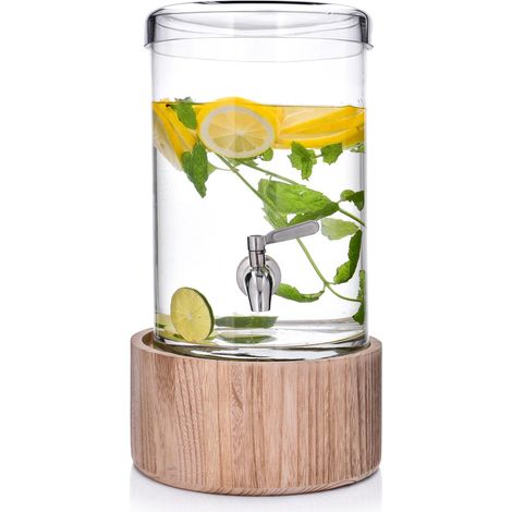 Dispensador de bebidas giratorio con soporte, 6,2 L, grifo de cristal Duka (1/5)