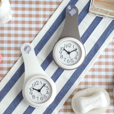 Réveil de salle de bain élégant - Réveil silencieux - Réveil de cuisine à ventouse - Mini réveil pour la maison - Réveil original - gris