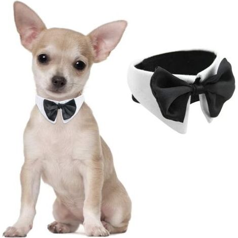 Nœud papillon pour chien, 1 lot de collier blanc réglable avec nœud papillon pour petits chiens, chats, mariage, anniversaire (1/5)