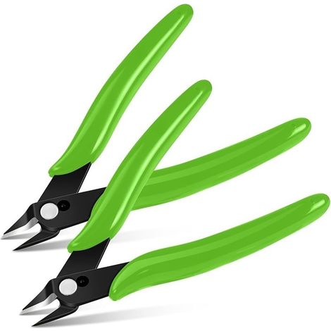 2pcs Petite Pince Coupante, Coupantes de Côté, Pinces Coupantes Latérales Precision, Outillage Electricien Cutter Affleurant pour Fils Durs, Mous et Extrêmement Fins, Vert (1/4)