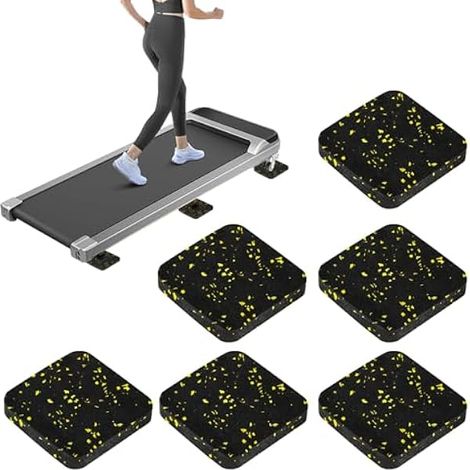 Tapis Antivibrations - 6 Pièces - Caoutchouc Haute Densité - Pour Tapis de Marche et Appareils de Fitness Intérieurs - 94 x 89 x 10 mm (1/5)