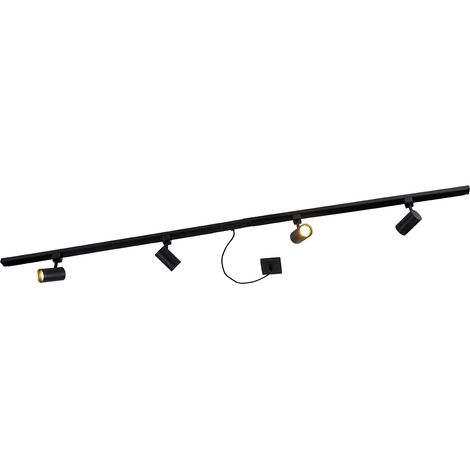 QAZQA jeana - Système sur rail spot luminaire plafond, plafonnier compatible pour led - 4 lumière - L 200 cm - Noir - Moderne - éclairage intérieur - Salon I Chambre I Cuisine I Salle à manger