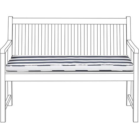 Coussin d'Assise pour Banc de Jardin en Tissu Hydrofuge Anti-UV et Anti-Taches à Rayures Bleues Idéal pour Extérieur Moderne et Classique Beliani