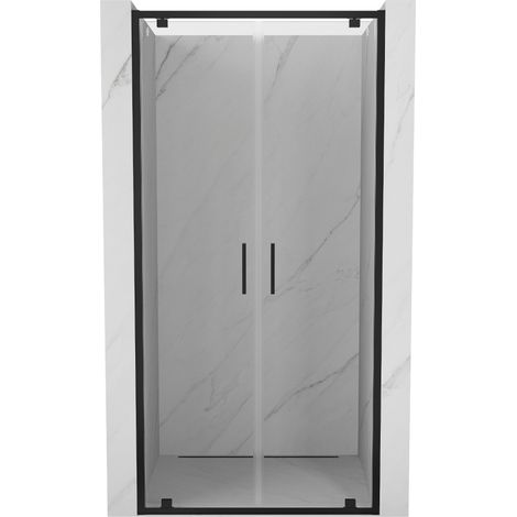 Mexen Exo double portes de douche battantes 100 cm, transparentes, noires - 8182-100-000-70-00 (1/5)