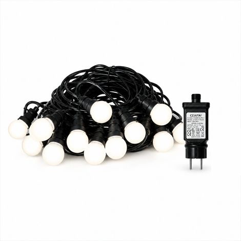 Catena Luminosa LED da Esterno 20 Lampade G50 Luce Bianca 10 m IP44 Prolungabile Alimentatore Incluso per Giardino Gazebo Terrazza (1/5)
