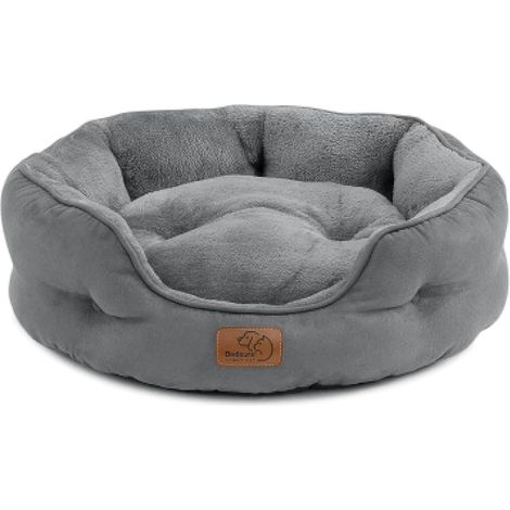 Lit Lavable pour Chats - Canapé Antidérapant d'Intérieur, Rond Gris 51x48x15cm (1/5)