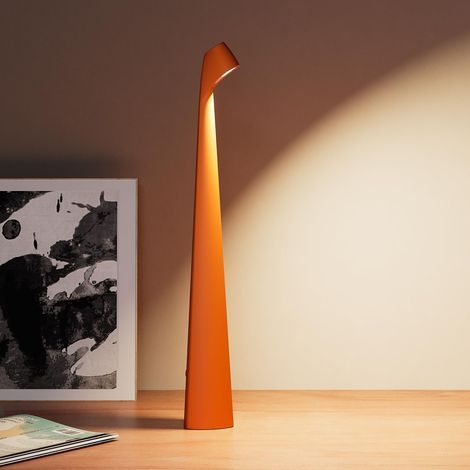 Lampe de bureau sans fil, lampe de table portable, lampe tactile rechargeable, lampe LED à piles avec 3 niveaux de luminosité pour lit de chevet, dortoir, lecture (orange) (1/5)