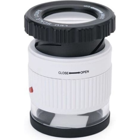 Portable Magnifier Led Scale Loupe 30x Adjustable Magnification Magnifier Cylinder Type Mirror Reading Mirror Magnifying Glass white (1/3)