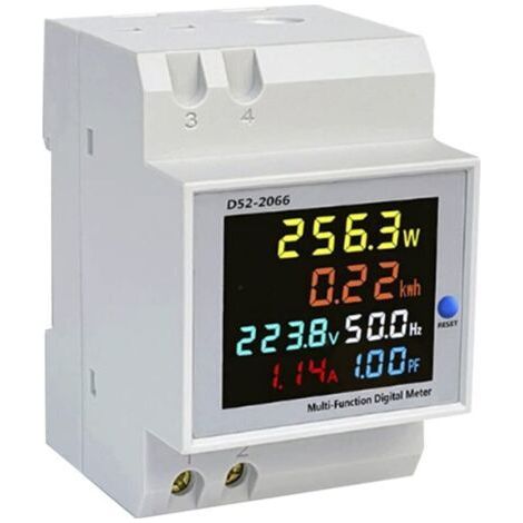 Digital Energy Meter, Electricity Meter, Multifunctional Voltmeter-Ammeter 40-300V AC 100A, Resettable, Current, Voltage, Frequency and Power Factor, Mon (1/4)