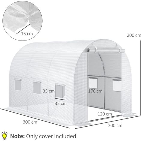 Bâche de remplacement pour serre de jardin, imperméable et résistante aux UV, 3m x 2m x 2m, transparente, protection contre vent et pluie. (1/5)