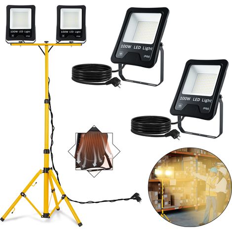 AUFUN Projecteur de chantier à LED avec trépied et câble 3M Projecteur de travail à LED étanche IP66 pour l'intérieur et l'extérieur (1/5)