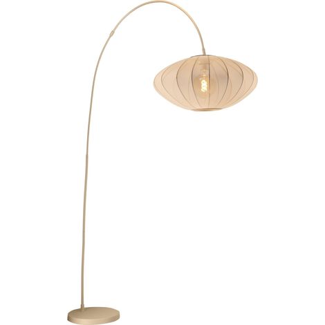 Lampadaire arceau abat jour textile creme - e27 - lucide - corina (1/4)