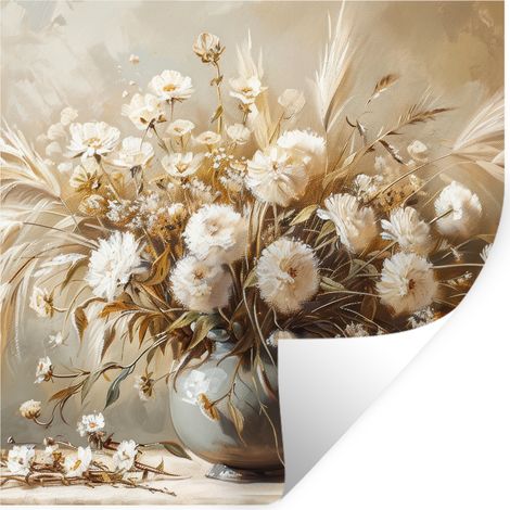 ADESIVO DA PARETE Fiori - Vaso - Natura morta - Beige 50x50 cm (1/5)