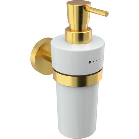 Nimco Unix - Dispenser sapone con supporto, ceramica/oro spazzolato UNZ 13031KN-T-Z (1/2)