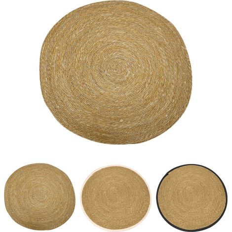 Alfombra de Yute Redondo Trenzada a Mano – Alfombra multiuso Decorativa color Natural (1/5)
