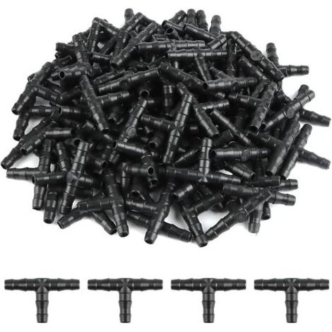 100 Pcs Tee Raccord de Tuyau 4/7mm- T Raccord Connecteur PVC d'arrosage Buse d'atomisation Goutte à Goutte Micro Spray Irrigation Joint pour Tuyau Systèmes Automatique Outil (1/5)