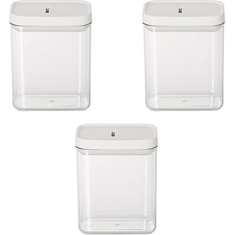Lot de 3 Boîte de conservation, Plastique transparent, Couvercle hermétique, Empilable, Cuisine (1/5)