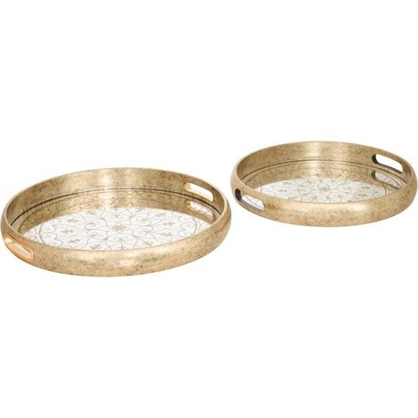 Lot de 2 Plateaux de Service "Zora" 41cm Doré (1/5)