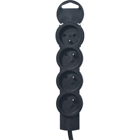 Rallonge multiprise 4 prises de courant 2P+T 16A 230V avec cordon 3m noir (050208)