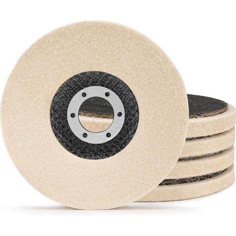 5PC Disque de polissage en feutre de laine Diamètre 125mm Disque de Polissage Meuleuse pour Polissage Verre, Céramique, Plastique, Métal, Marbr (1/5)