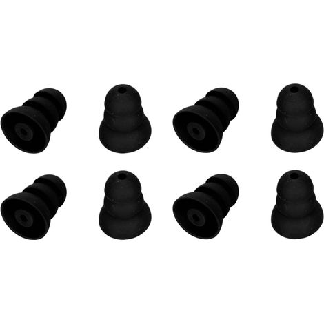 8 Dômes de Remplacement pour Prothèses Auditives BTE/ITE, 3 Couches en Silicone Souple, Noir (1/5)