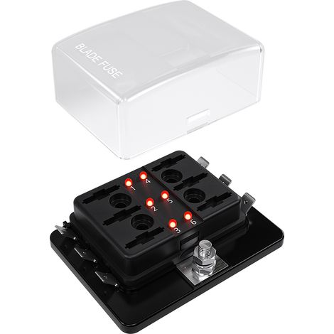 Support de bloc de boîte à fusibles à lame à 6 voies, indicateur d'avertissement LED pour voiture, bateau, camping-car, camion, DC 10-32V (1/5)