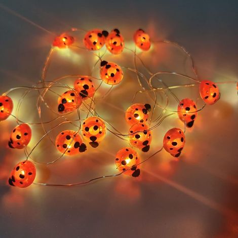 Guirlande Lumineuse LED Coccinelle 9.8Ft 30 LED Coccinelle Guirlandes Lumineuses Alimenté par Batterie Fairy Lights pour Chambre, Terrasse, Jardin, Noël et Mariage (Rouge) (1/5)