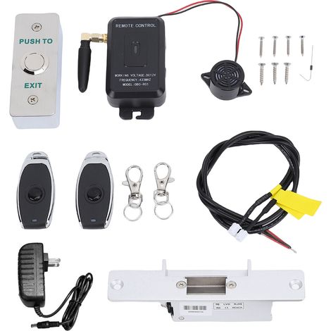 Kit de contrôle d'accès Wi-Fi pour application Tuya : ouvre-porte de portail sans fil avec télécommande et serrure électrique de sécurité NC (prise US). (1/5)